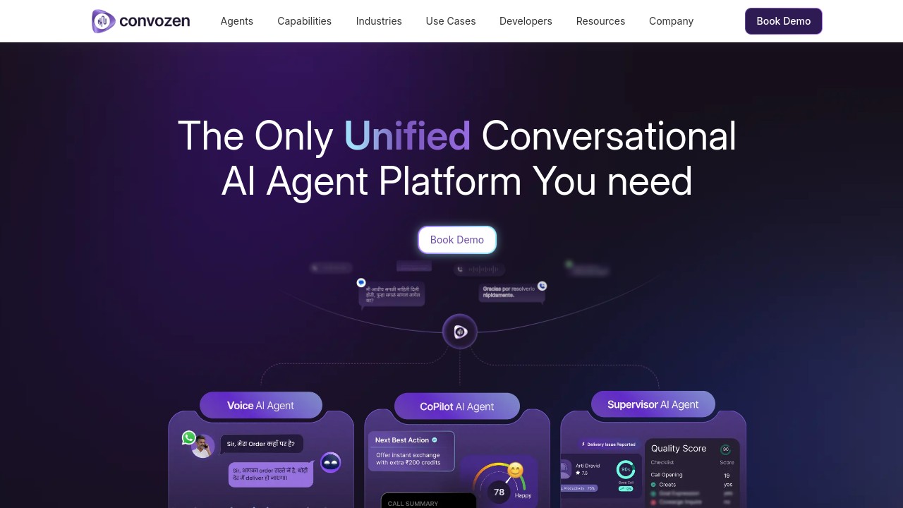 Screenshot of ConvoZen website