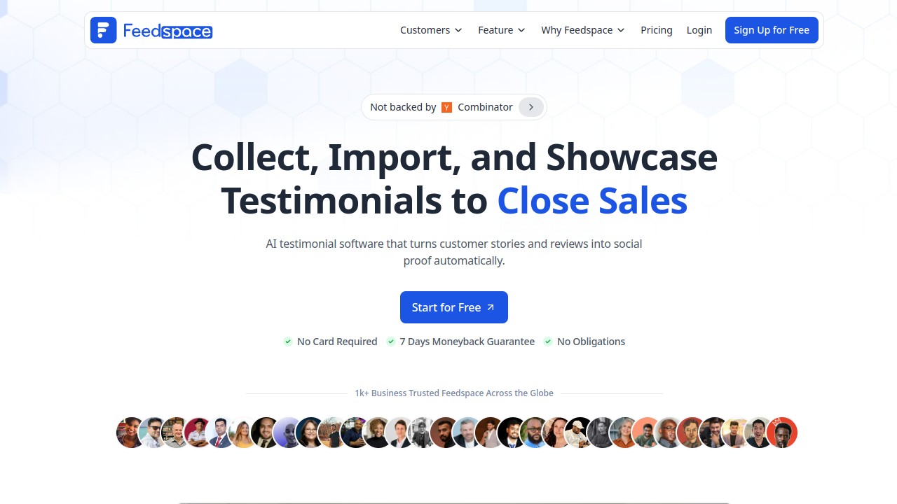 Screenshot of Feedspace website