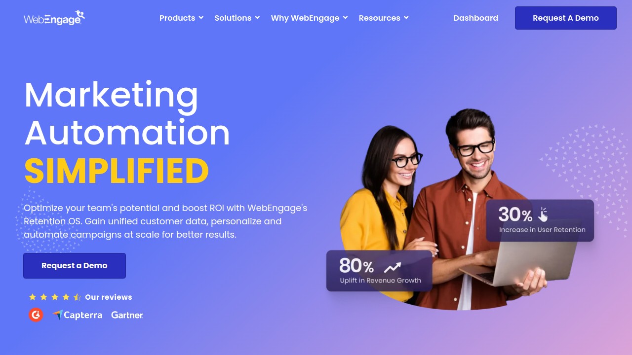 Screenshot of WebEngage website