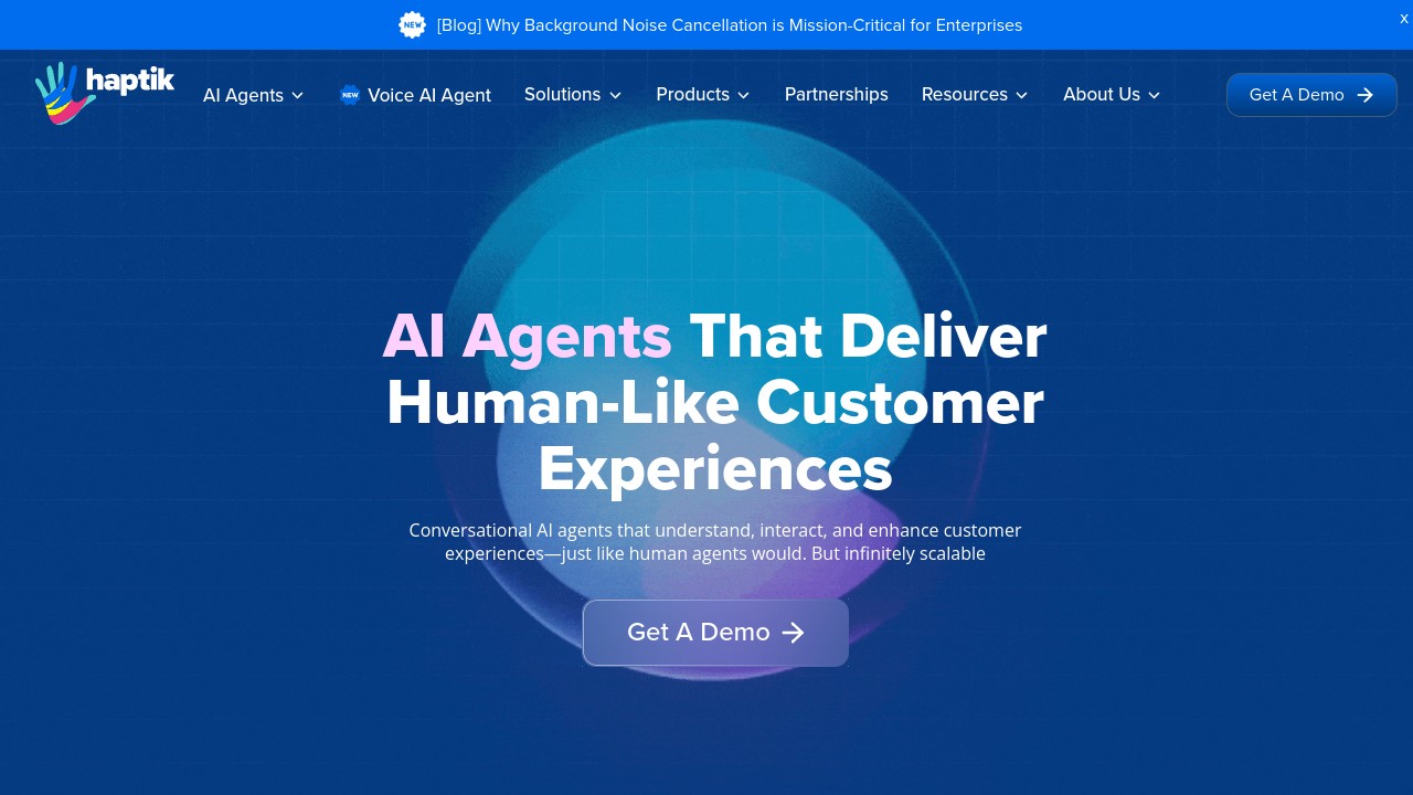 Screenshot of Haptik website