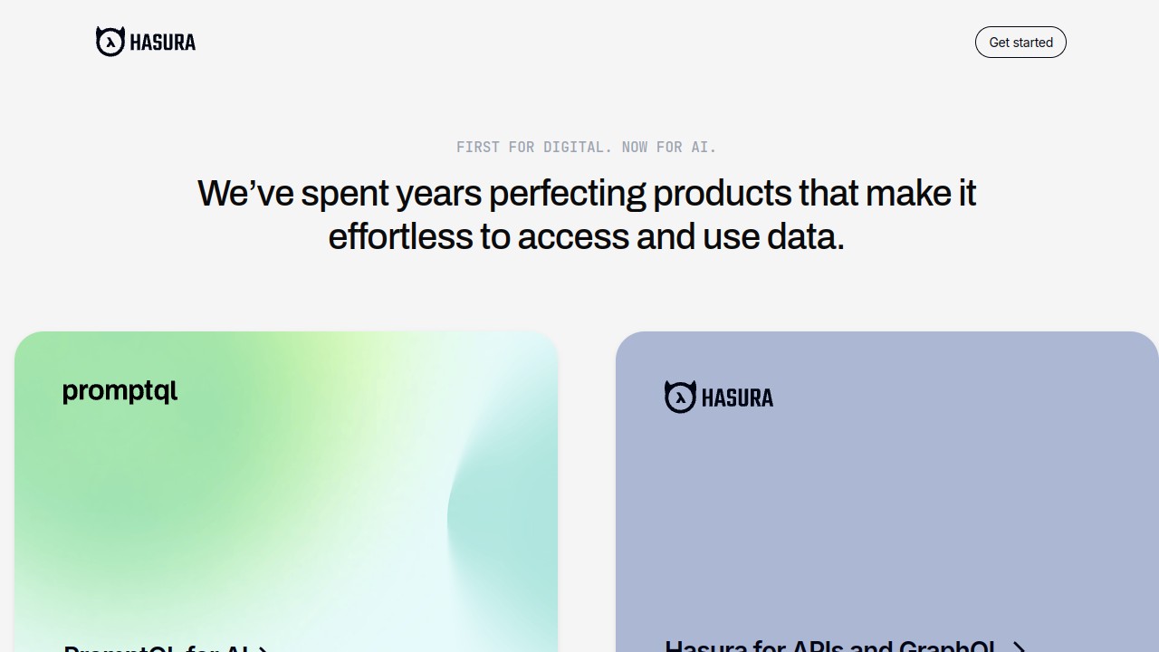 Screenshot of Hasura website