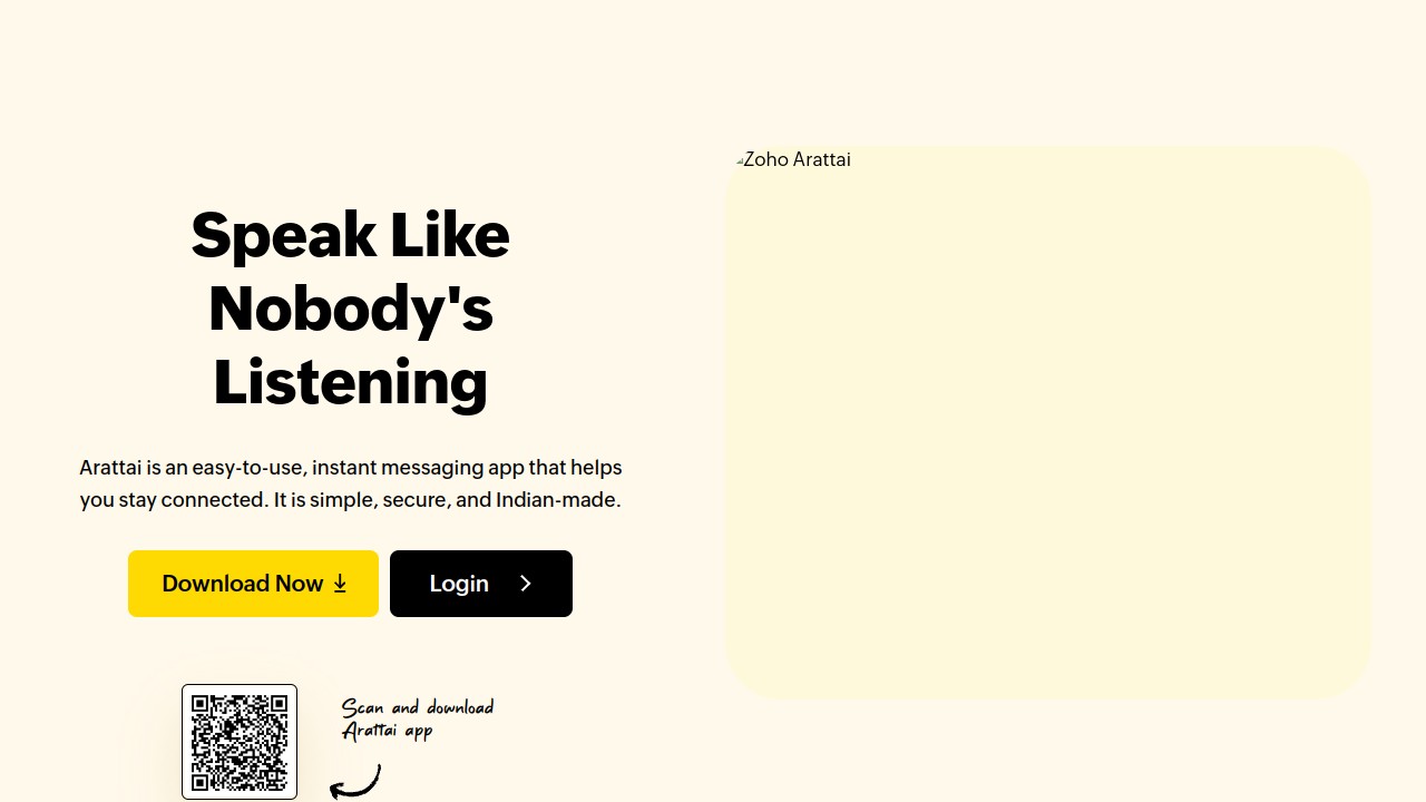 Screenshot of Arattai website