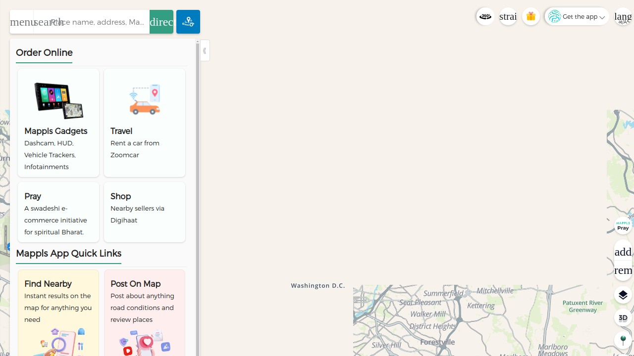 Screenshot of Mappls website