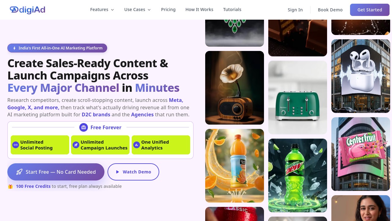 Screenshot of DigiAd website