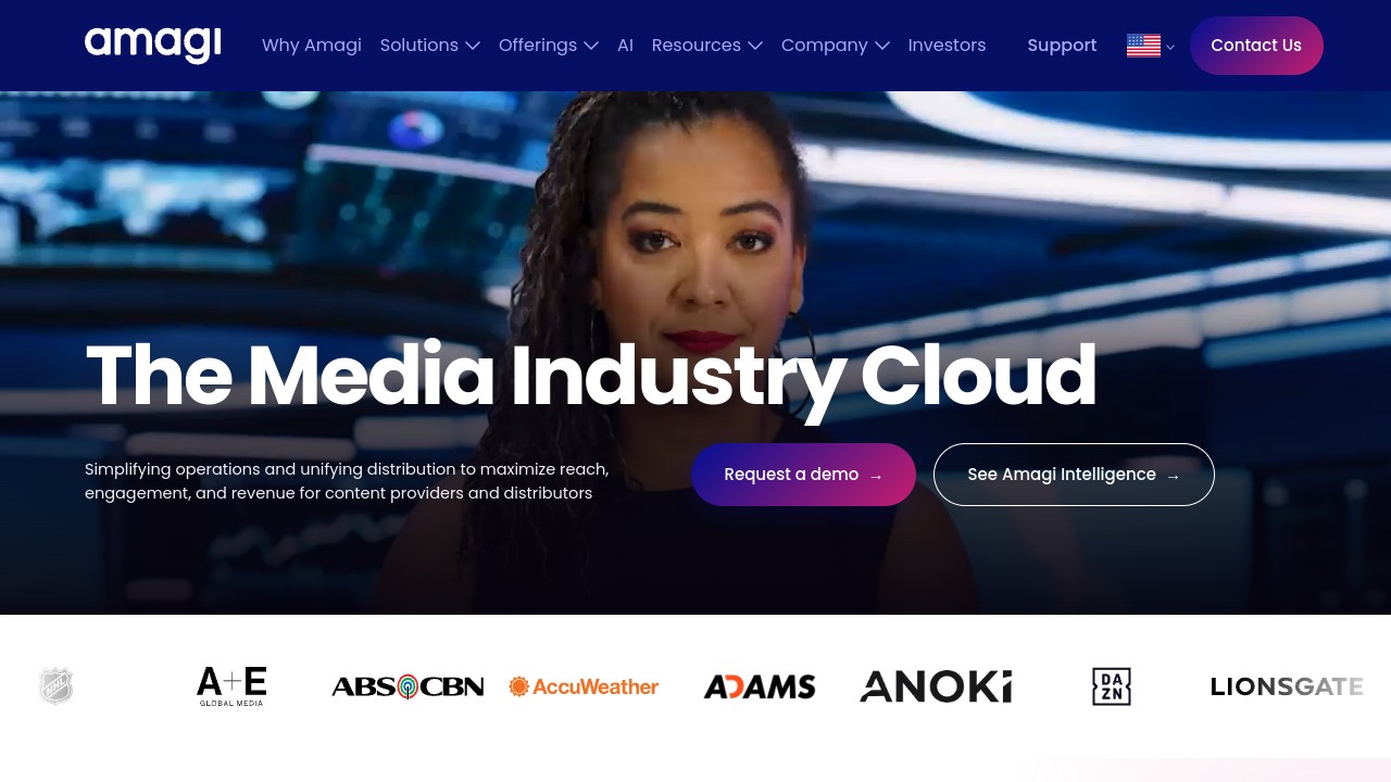 Screenshot of Amagi website