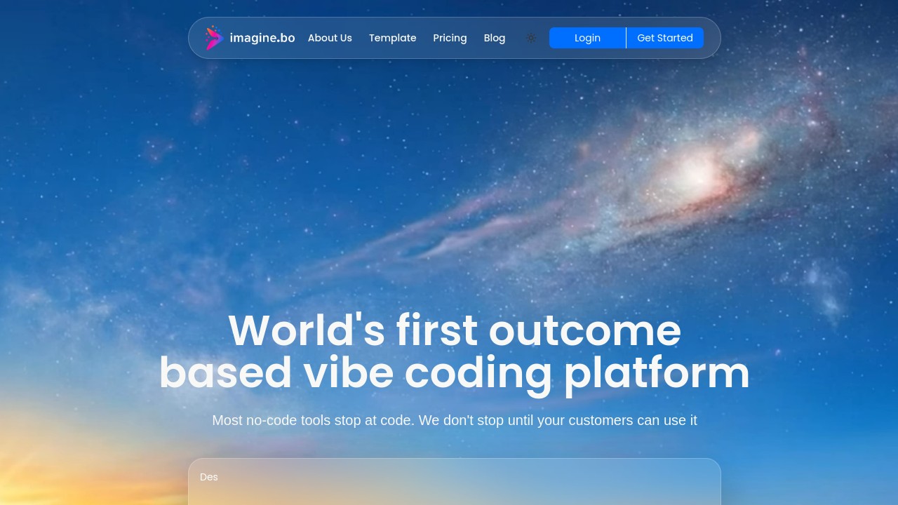 Screenshot of Imagine.bo website