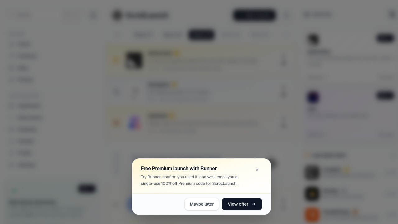 Screenshot of ScrollLaunch website