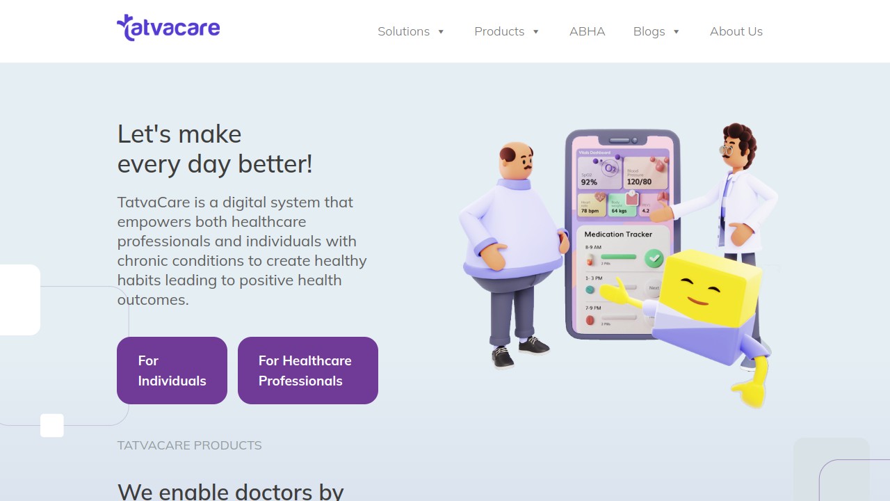Screenshot of Tatvacare website