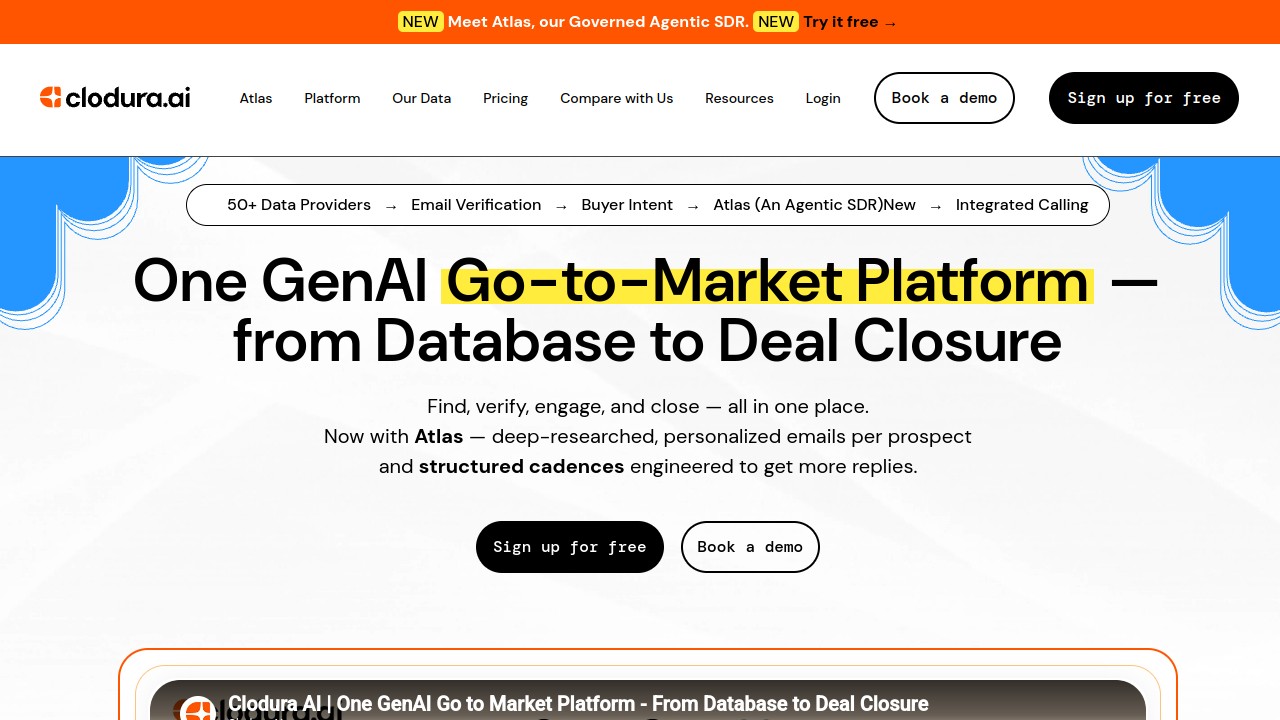 Screenshot of Clodura.ai website