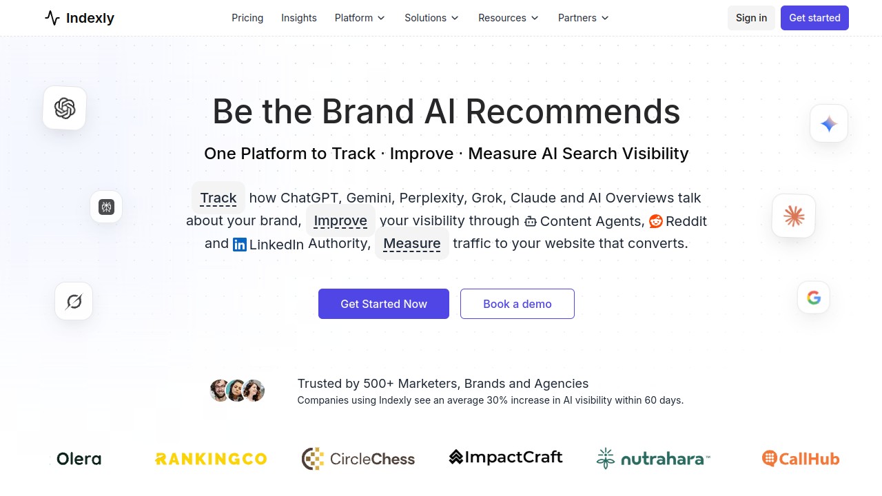 Screenshot of Indexly website