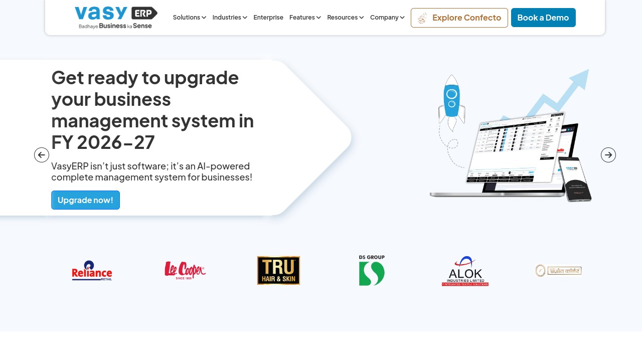 Screenshot of VasyERP website