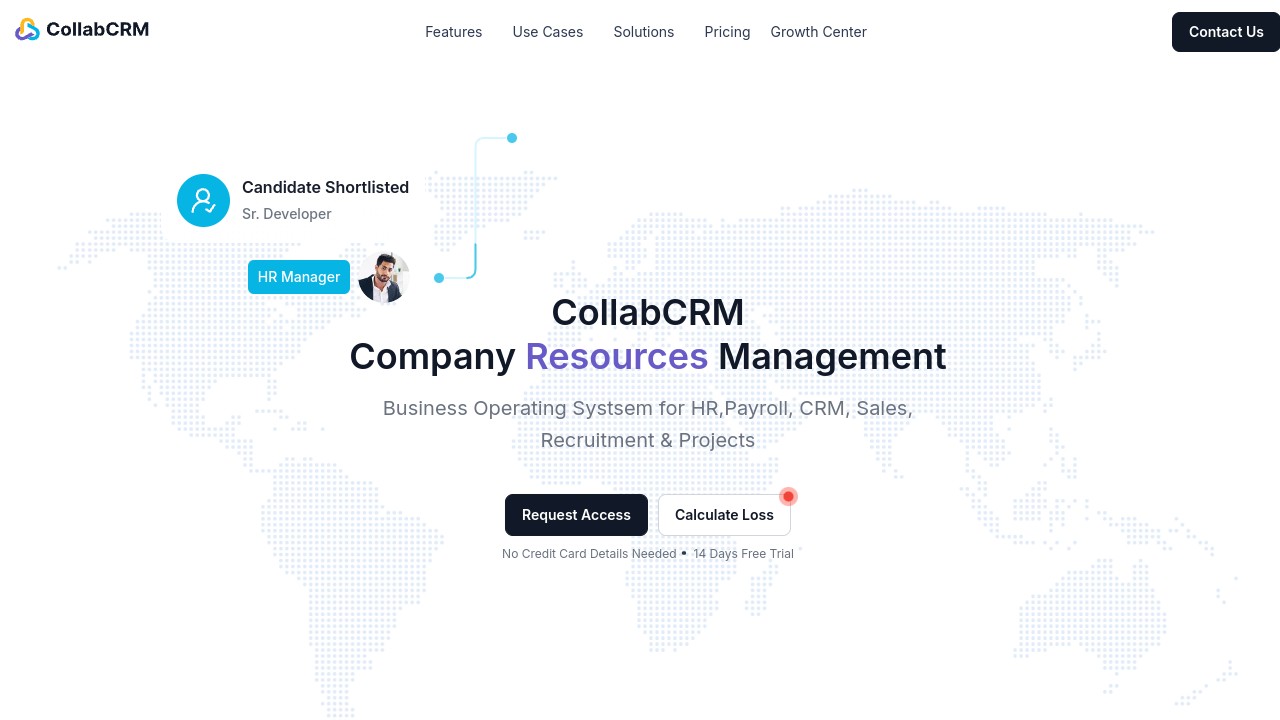 Screenshot of CollabCRM website