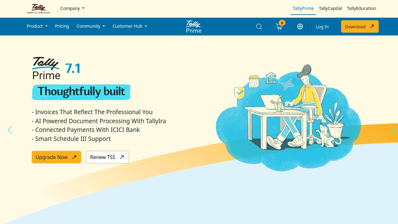 Screenshot of Tally website