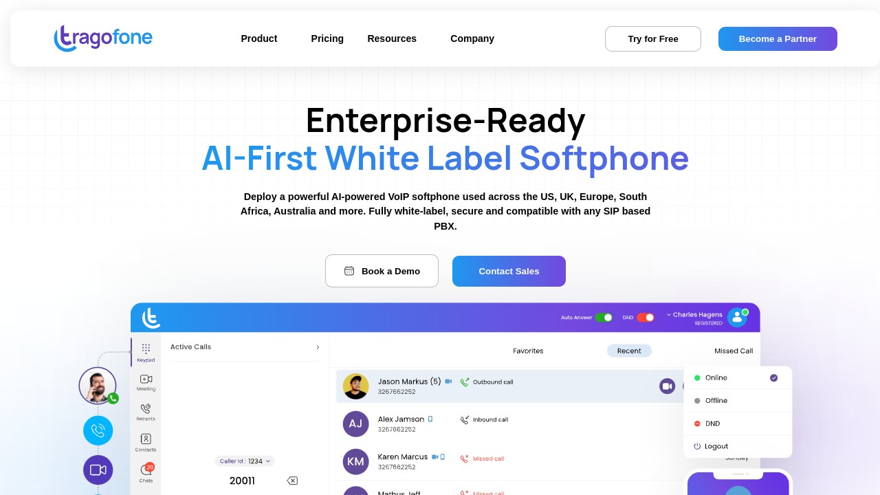 Screenshot of Tragofone website