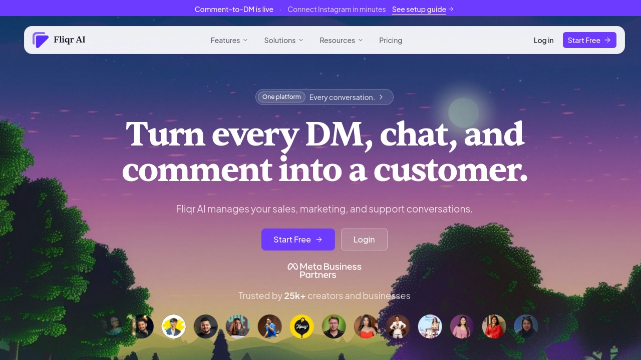 Screenshot of Fliqr AI website