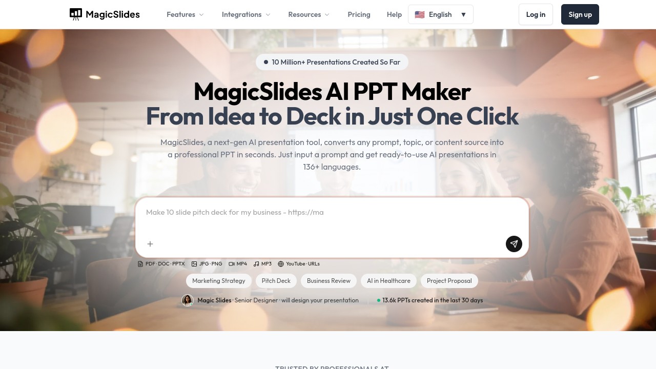 Screenshot of Magic Slides website