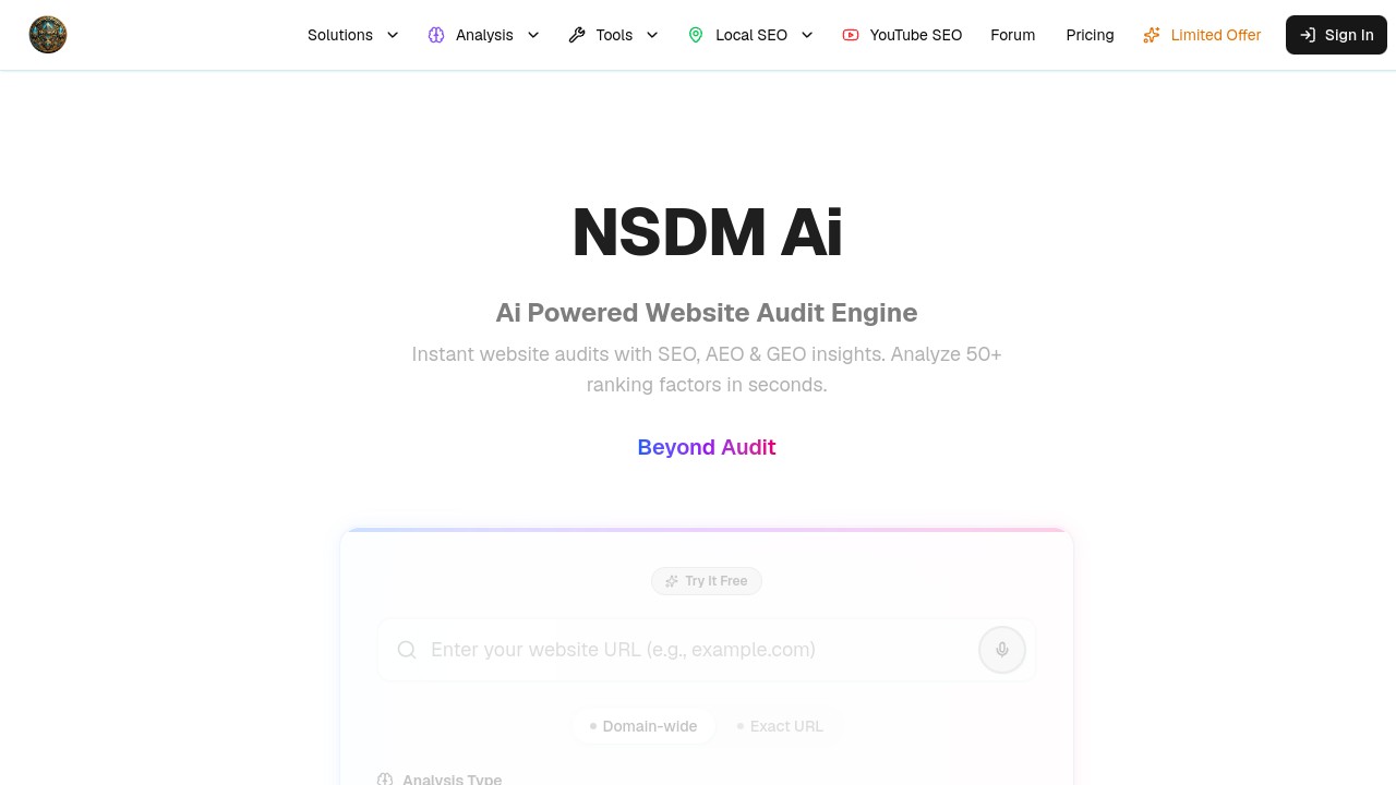 Screenshot of NSDM ai website