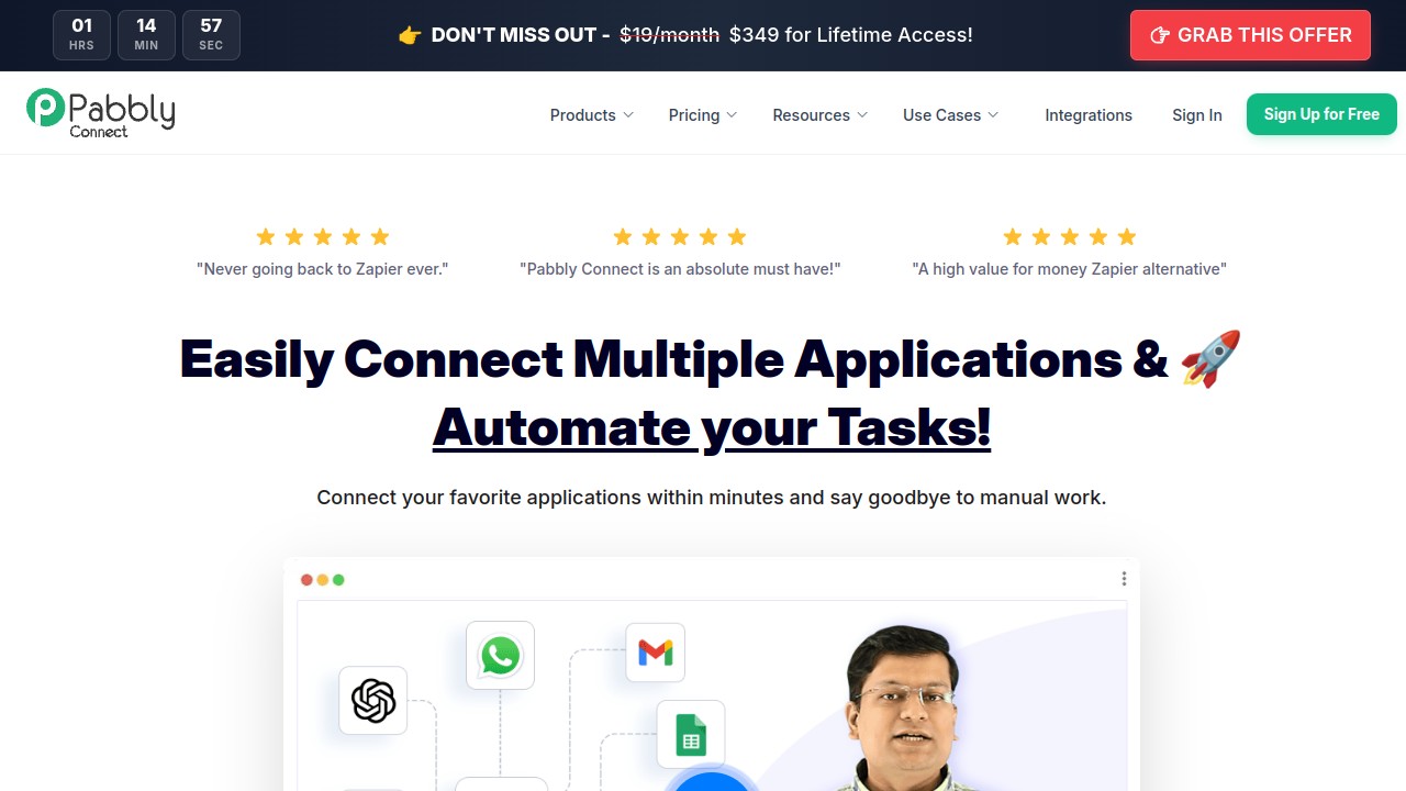 Screenshot of Pabbly Connect website