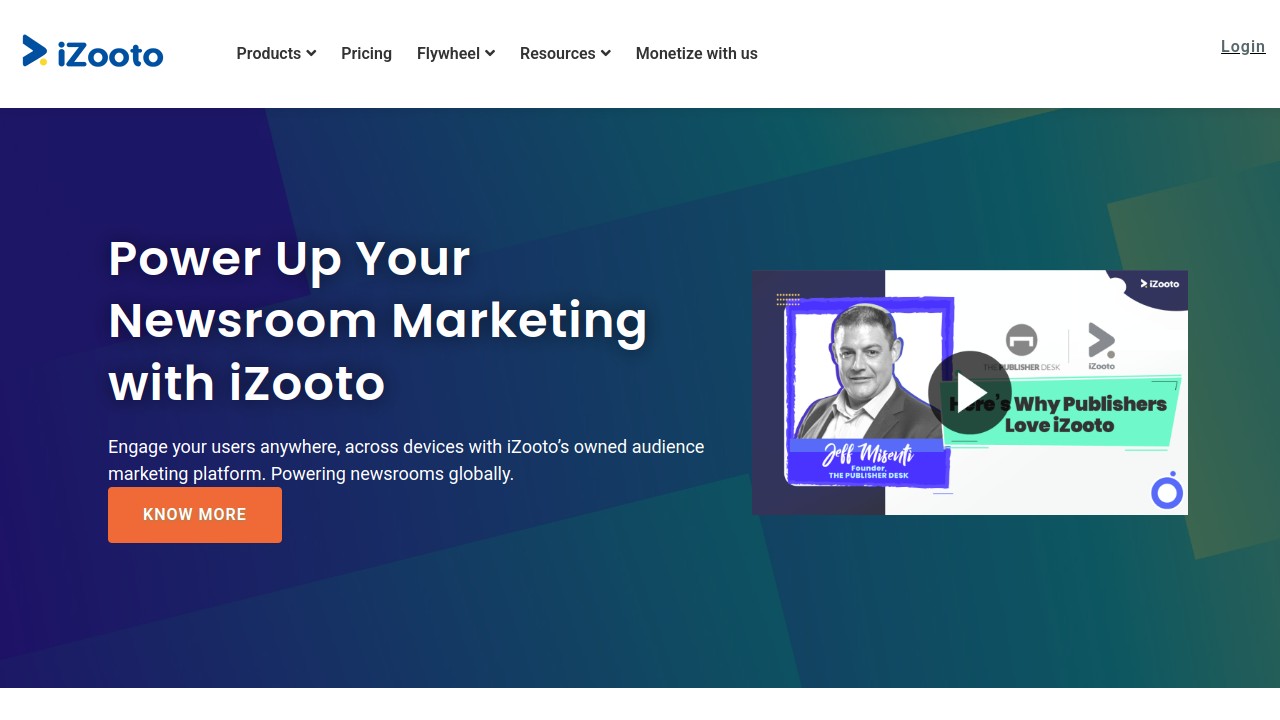 Screenshot of Izooto website