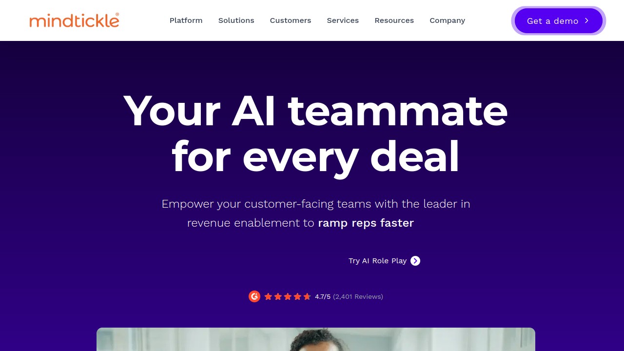 Screenshot of Mindtickle website