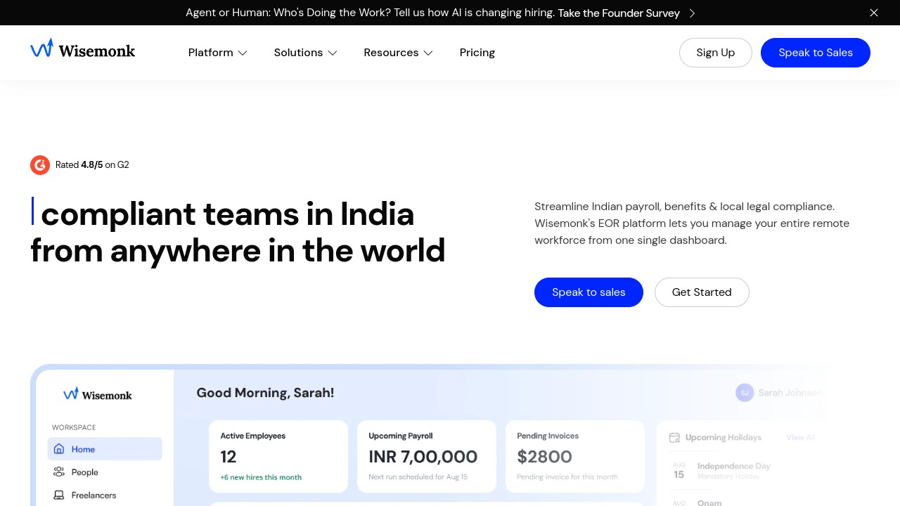 Screenshot of Wisemonk website