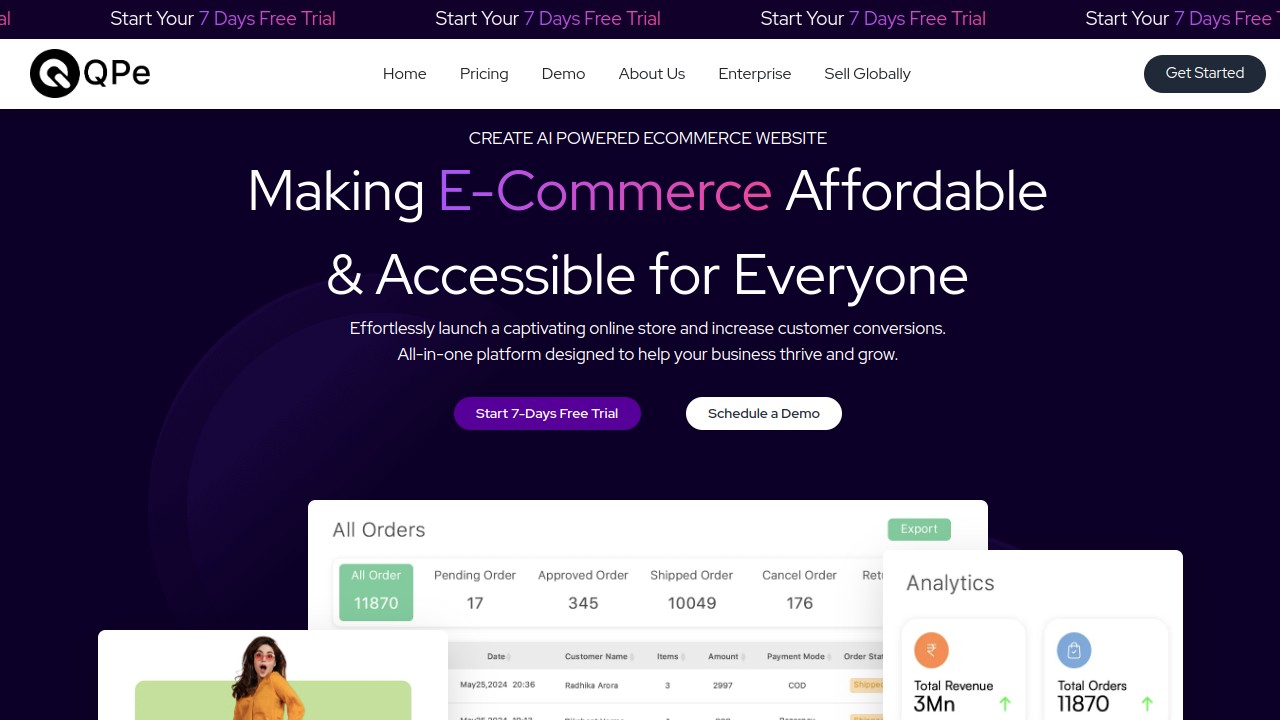 Screenshot of QPe website